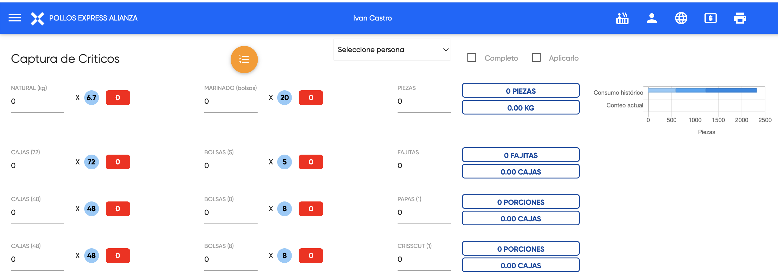 Ejemplo de registro de críticos